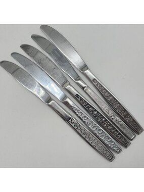 Mixed Lot Flatware Stainless Steel Dinner Knives Mis-matched Geometric Pattern
